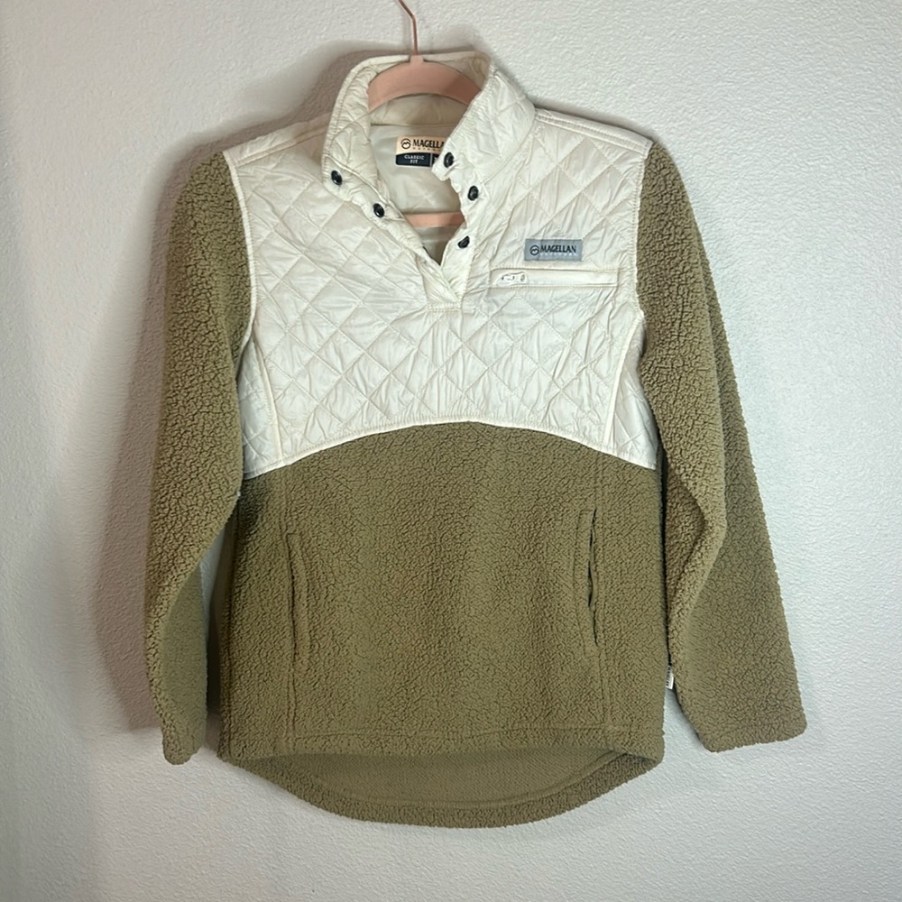 Magellan long sleeve Sherpa quilted half button up sweater